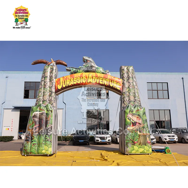 Arco inflável de aventura jurássica