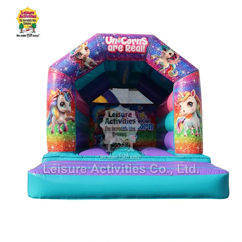 Mini castelo Bouncy inflável uma cerceta roxa do quadro com telhado