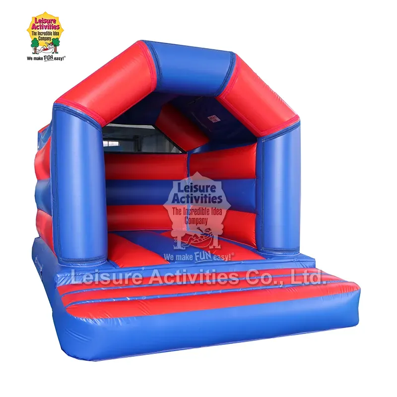 Mini castelo Bouncy inflável um azul vermelho do quadro com telhado